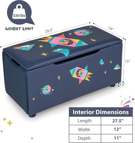 HONEY JOY Pink Wooden Toy Box, 2 in 1 Crown Toy Storage Chest with Safety Hinged Lid, Kids Toy Storage Bench for Playroom Bedroom, Children's Furniture, Gift for Princess Girls Age 3+, Pink in Saudi Arabia