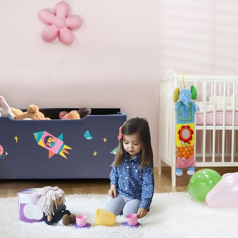 HONEY JOY Pink Wooden Toy Box, 2 in 1 Crown Toy Storage Chest with Safety Hinged Lid, Kids Toy Storage Bench for Playroom Bedroom, Children's Furniture, Gift for Princess Girls Age 3+, Pink in Saudi Arabia
