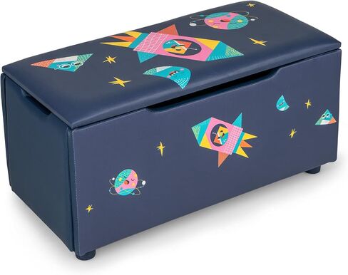 HONEY JOY Pink Wooden Toy Box, 2 in 1 Crown Toy Storage Chest with Safety Hinged Lid, Kids Toy Storage Bench for Playroom Bedroom, Children's Furniture, Gift for Princess Girls Age 3+, Pink in Saudi Arabia