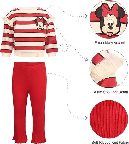 Magic Threadz Disney Clothes Baby Girls Pant Set – Minnie Mouse, Stitch & Toy Story Ruffle Top with Pants Outfit (12M–24M) in Saudi Arabia
