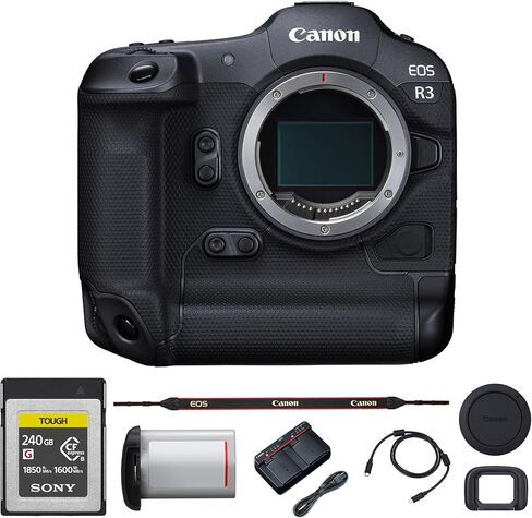 Canon EOS R3 Mirrorless Camera – Full-Frame 24.1MP Stacked Sensor with Eye Control AF, 30fps Burst, and 6K RAW Video (4895C002) + 240GB Memory Card in Saudi Arabia