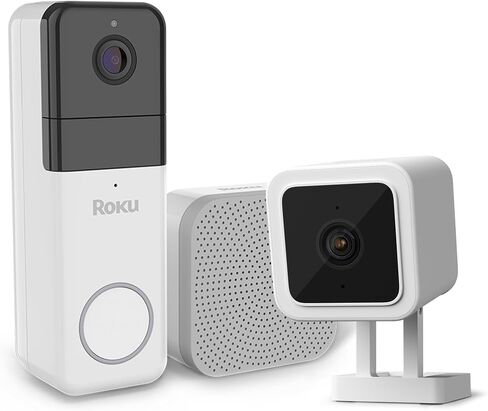 كاميرا Roku 1080p HD سلكية خارجية وحزمة جرس باب فيديو لاسلكي للمنزل الذكي (متجددة) in Kuwait