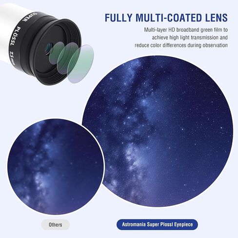Astromania 1.25" 7.5mm Super Plossl Telescope Eyepiece - Bundle with - 2X Barlow Lens Upgraded 1.25 inch in Saudi Arabia