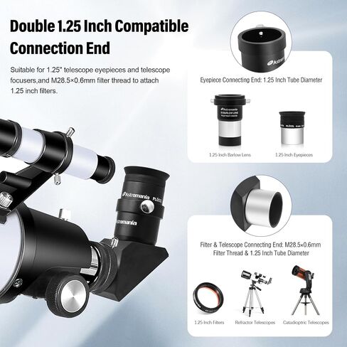 Astromania 1.25" 15mm Super Plossl Telescope Eyepiece - Bundle with - 1.25" 90°Diagonal with Amici Prism in Saudi Arabia