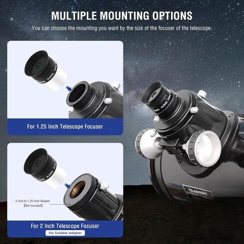 Astromania 1.25" 10mm Super Plossl Telescope Eyepiece - Bundle with - 1.25 Inch Telescope Eyepiece Parfocal Rings Set of Three in Saudi Arabia