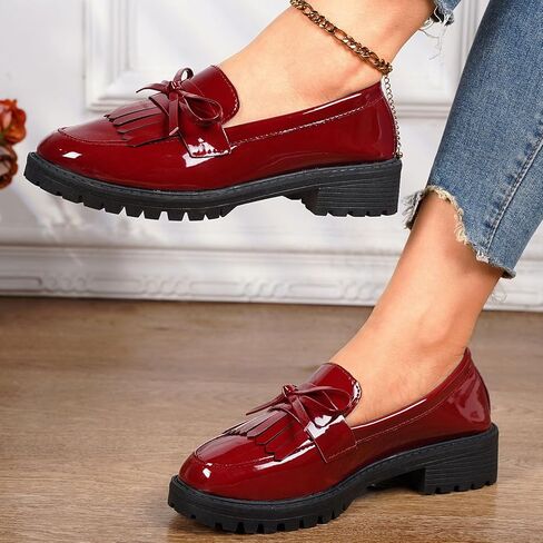 Women’s Chunky Loafers Slip On Platform Shoes – Comfort Penny Heeled Lug Sole Loafers for Work, Dressy & Business Casual Outfits in Saudi Arabia