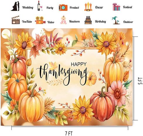 CHAIYA 7x5FT Fall Backdrop Thanksgiving Day Photo Background Autumn Farm Harvest Banner Fall Party Decoration Backdrop in Saudi Arabia