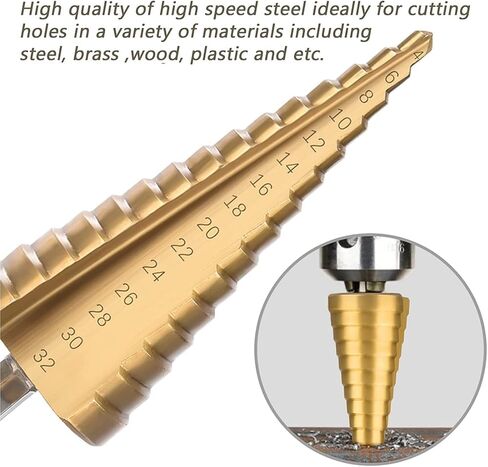 3PCS Titanium Coated HSS Step Drill Bits Set Ideal for Precise Drilling Offering Efficiency and Versatility in Saudi Arabia