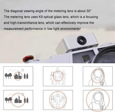 Camera Light Meter, Photography Light Meter, Exposure Indicator, OLED Screen, Cold Shoe Mount, Adjust ISO, Aperture and Shutter Speed Photography, 30° Average Metering, for Vintage Cameras(Black) in Saudi Arabia