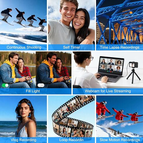 كاميرا رقمية بدقة 4K للتصوير الفوتوغرافي: كاميرا تسجيل فيديو بدقة 64 ميجابكسل لليوتيوب مع شاشة قابلة للطي مقاس 2.8 بوصة بزاوية 180 درجة - ضبط تلقائي للصورة - مقاومة للاهتزاز - بطاقة SD سعة 32 جيجا - كاميرا صغيرة الحجم للتكبير والتصغير بقدرة 16 مرة للمبتدئ in Kuwait
