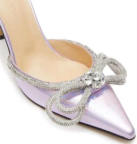 Women's Bow Rhinestone Pointed Toe Pumps,Fashion Sparkly Bowknot Closed Backless Slingback Heels Summer Slip on Wedding Bridal Dress Sandals in Saudi Arabia