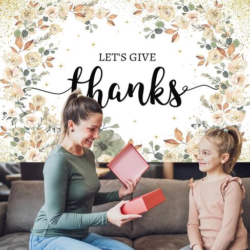 Thanksgiving Backdrop Let's Give Thanks Decorations Happy Thanksgiving Photography Background Banner Fall Friendsgiving Give Thanks Decorations Party Banner 84 x 59inch in Saudi Arabia