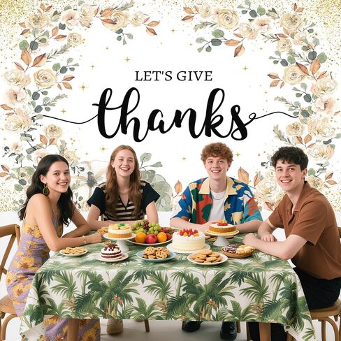 Thanksgiving Backdrop Let's Give Thanks Decorations Happy Thanksgiving Photography Background Banner Fall Friendsgiving Give Thanks Decorations Party Banner 84 x 59inch in Saudi Arabia