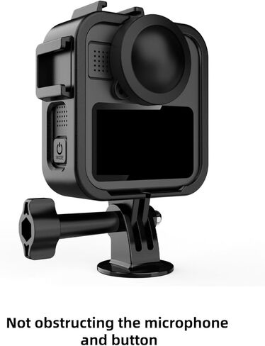 إطار واقٍ للقفص متوافق مع Gopro MAX2، قفص بلاستيكي متين وخفيف الوزن مع حذاء بارد لـ MAX2، يأتي مع محول تركيب، ومسمار إبهام وأغطية عدسات in Kuwait