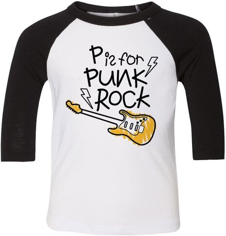 P is for Punk Rock Kids Three-Quarter Raglan Sleeve Baseball Shirt Toddler in Saudi Arabia