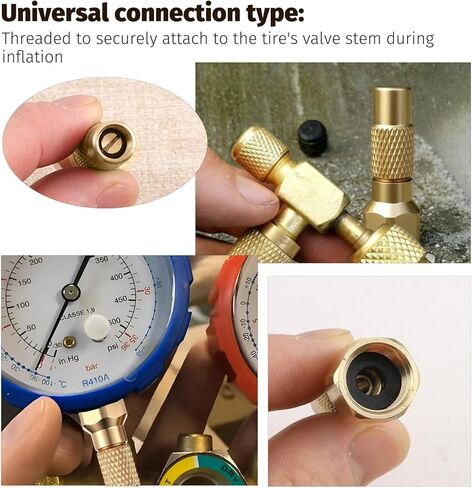 2PCS Air Chuck Twist-On, Screw on Tire Air Chuck Heavy-Duty Brass Twist-On Chucks Tire Inflator Nozzle with 1/4'' Npt Thread for Tires Inflator Gauge Compressor Accessories in Kuwait