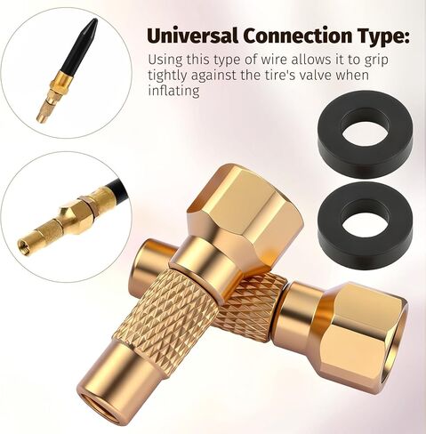 2PCS Air Chuck Twist-On, Screw on Tire Air Chuck Heavy-Duty Brass Twist-On Chucks Tire Inflator Nozzle with 1/4'' Npt Thread for Tires Inflator Gauge Compressor Accessories in Kuwait