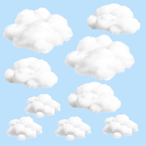 10pcs Clouds Decorations for Ceiling, Cotton Simulation Hanging Cloud Decoration, 3D Artificial Fake Clouds Props for Wedding Stage Show Party Decor (5*Small and 4*Medium Size 1*Big Size) (1L4M5S) in Saudi Arabia