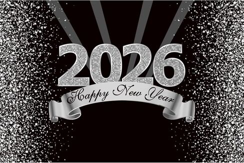 YongFoto 2026 سنة جديدة سعيدة خلفية 8x6ft أسود فضي خلفية التصوير الفوتوغرافي عيد ميلاد سعيد ليلة مهرجان كرنفال الاحتفال حفلة مأدبة ديكور راية التقطت الصور خلفية كشك الصور in Kuwait