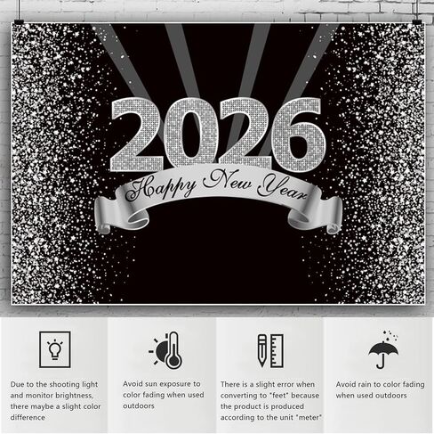 YongFoto 2026 سنة جديدة سعيدة خلفية 8x6ft أسود فضي خلفية التصوير الفوتوغرافي عيد ميلاد سعيد ليلة مهرجان كرنفال الاحتفال حفلة مأدبة ديكور راية التقطت الصور خلفية كشك الصور in Kuwait