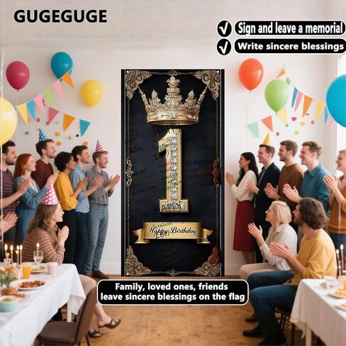 Happy 7st birthday, boys and girls. Golden black crown flag background decoration, poster background photo, booth prop decoration, used for birthday parties, wedding anniversaries in Saudi Arabia