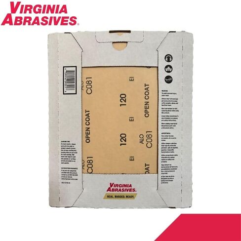 مجموعة ورق صنفرة للأغراض العامة مقاس 9 × 11 بوصة من Virginia Abrasives، (5 لكل منها، 10 إجماليًا) (خشن (80/100)) in Kuwait