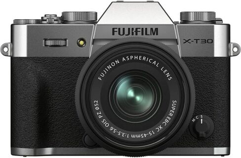 كاميرا FUJIFILM X-T30 II بدون مرآة مع عدسة XC مقاس 15-45 مم OIS PZ (فضي) (16759768) حزمة مع بطاقة ذاكرة 128 جيجابايت + حافظة ناعمة + بطارية متوافقة 2X + شاحن إضافي + حامل ثلاثي مرن لمدونات الفيديو + المزيد in Kuwait
