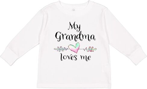 تي شيرت Inktastic My Grandma Loves Me - تي شيرت بأكمام طويلة للأطفال الصغار على شكل قلب in Kuwait