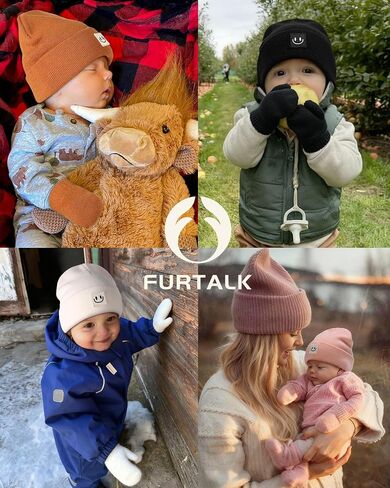 FURTALK Baby Beanie and Mittens Set Toddler Beanie Warm Winter Hat Gloves Newborn Boys Girls in Saudi Arabia
