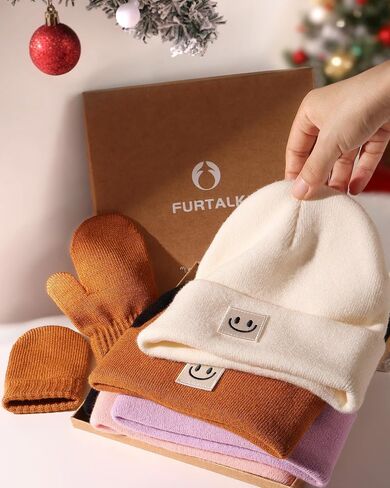 FURTALK Baby Beanie and Mittens Set Toddler Beanie Warm Winter Hat Gloves Newborn Boys Girls in Saudi Arabia