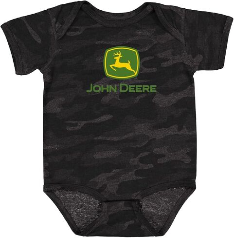 John Deere Infant Bodysuit Baby Boy Short Sleeve Logo Onesie in Heathered Black Gray Camo in Saudi Arabia