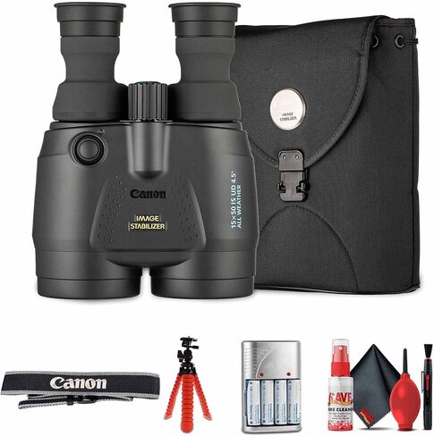 Canon 15x50 is All-Weather Image Stabilized Binoculars – High-Power 15x Magnification, Wide Field of View, Weather-Resistant Design + Flexible Tripod + 4X AA with Charger + Cleaning Kit (Renewed) in Saudi Arabia