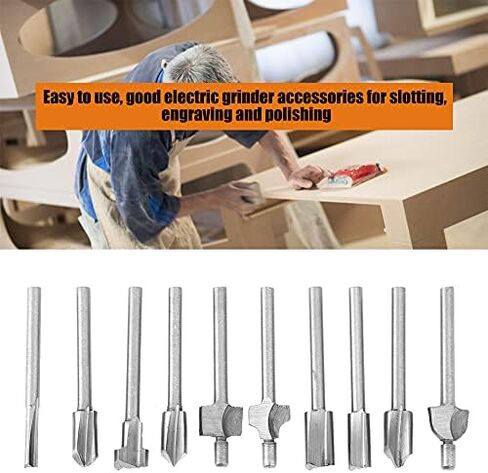 10Pcs Grinding Milling Cutter Flush Trim Bit Woodworking Electric Trimming Tool in Saudi Arabia