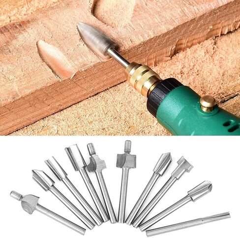 10Pcs Grinding Milling Cutter Flush Trim Bit Woodworking Electric Trimming Tool in Saudi Arabia
