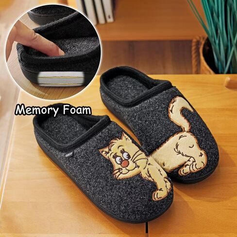 شباشب للنساء والرجال مع نمط حيواني لطيف وتطريز للقطط والكلاب، أحذية منزلية من الإسفنج الذكي للشتاء الدافئ in Kuwait