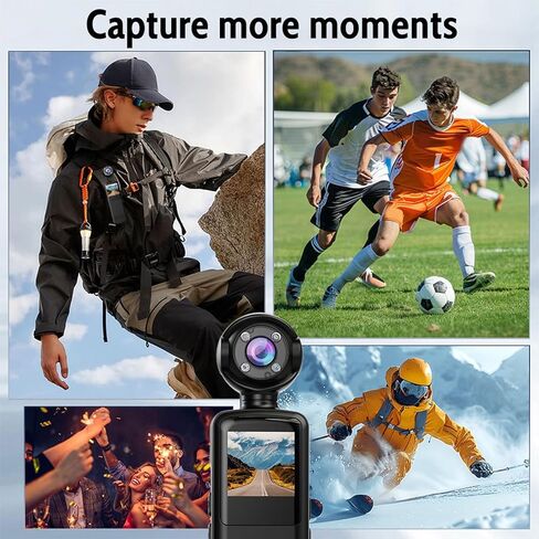 Dpofirs Handheld Camera, 1080P Video Recording with 180 Adjustable Lens, Smart Stabilization for Smooth Footage, Night Mode for Low Light in Saudi Arabia