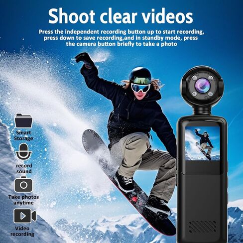 Dpofirs Handheld Camera, 1080P Video Recording with 180 Adjustable Lens, Smart Stabilization for Smooth Footage, Night Mode for Low Light in Saudi Arabia