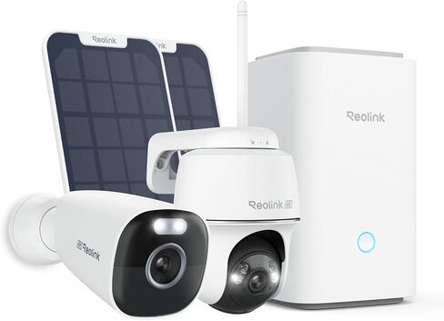 REOLINK Argus PT Ultra Bundle with Argus Eco Ultra and Home Hub, 4K Solar Security Camera Wireless Outdoor, Color Night Vision Outside Home Surveillance, 2.4/5GHz WiFi, No Extra Fee in Saudi Arabia