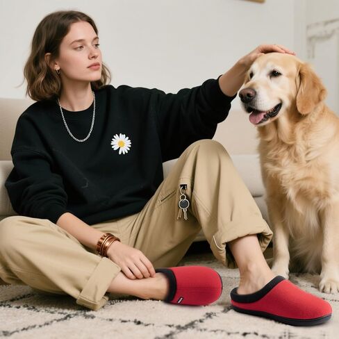 ULTRAIDEAS Women's Cozy Fleece-Lined Memory Foam Slippers with Anti-Slip Rubber Sole for Indoor/Outdoor in Kuwait