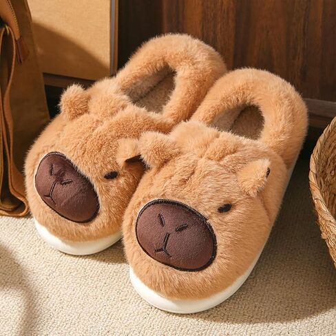 شباشب Ohjijinn Capybara - شباشب قطيفة لطيفة على شكل حيوانات أحذية شتوية دافئة لغرفة النوم في الأماكن المغلقة للنساء والفتيات in Kuwait