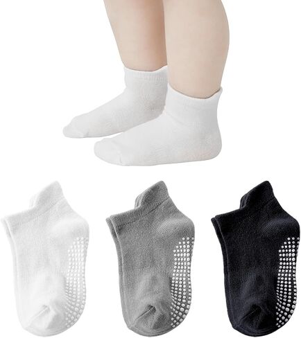 Baby Toddler Non-slip Socks Boys Girls Cotton Socks with Grips Multiple Pack Cute Ankle Cartoon Sock 6M-7Years in Saudi Arabia