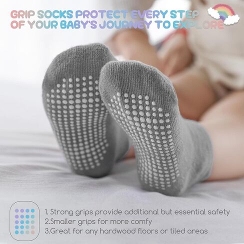 Baby Toddler Non-slip Socks Boys Girls Cotton Socks with Grips Multiple Pack Cute Ankle Cartoon Sock 6M-7Years in Saudi Arabia
