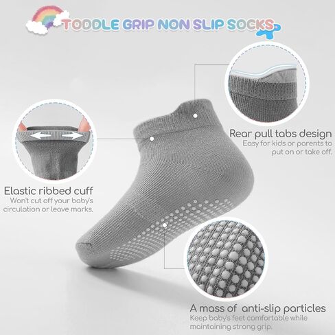 Baby Toddler Non-slip Socks Boys Girls Cotton Socks with Grips Multiple Pack Cute Ankle Cartoon Sock 6M-7Years in Saudi Arabia