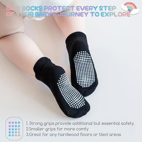 Baby Toddler Non-slip Socks Boys Girls Cotton Socks with Grips Multiple Pack Cute Ankle Cartoon Sock 6M-7Years in Saudi Arabia