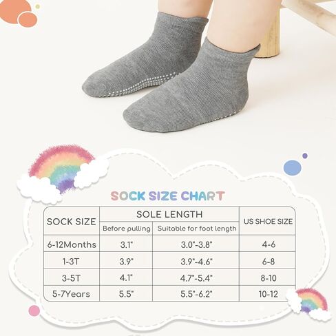 Baby Toddler Non-slip Socks Boys Girls Cotton Socks with Grips Multiple Pack Cute Ankle Cartoon Sock 6M-7Years in Saudi Arabia