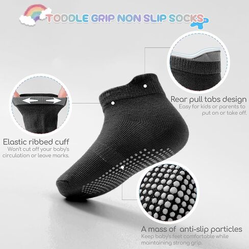 Baby Toddler Non-slip Socks Boys Girls Cotton Socks with Grips Multiple Pack Cute Ankle Cartoon Sock 6M-7Years in Saudi Arabia