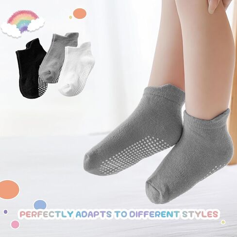 Baby Toddler Non-slip Socks Boys Girls Cotton Socks with Grips Multiple Pack Cute Ankle Cartoon Sock 6M-7Years in Saudi Arabia