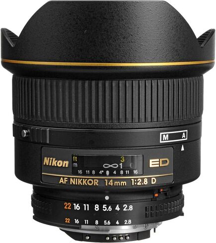 عدسة Nikon AF NIKKOR مقاس 14 مم f/2.8D ED عدسة أساسية فائقة الاتساع (1925) + حافظة للغطاء + مجموعة تنظيف (متجددة) in Saudi Arabia