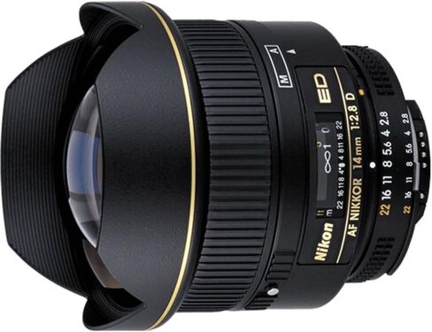 عدسة Nikon AF NIKKOR مقاس 14 مم f/2.8D ED عدسة أساسية فائقة الاتساع (1925) + حافظة للغطاء + مجموعة تنظيف (متجددة) in Saudi Arabia