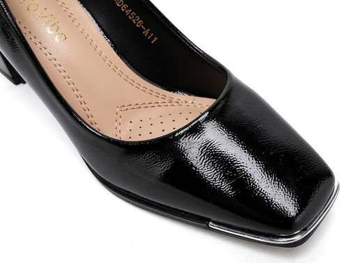 Women's Square Toe Block Heels with Metal Accent, Elegant Slip-On Dress Pumps in Saudi Arabia